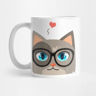 Cat With Blue Eyes Glasses Mug